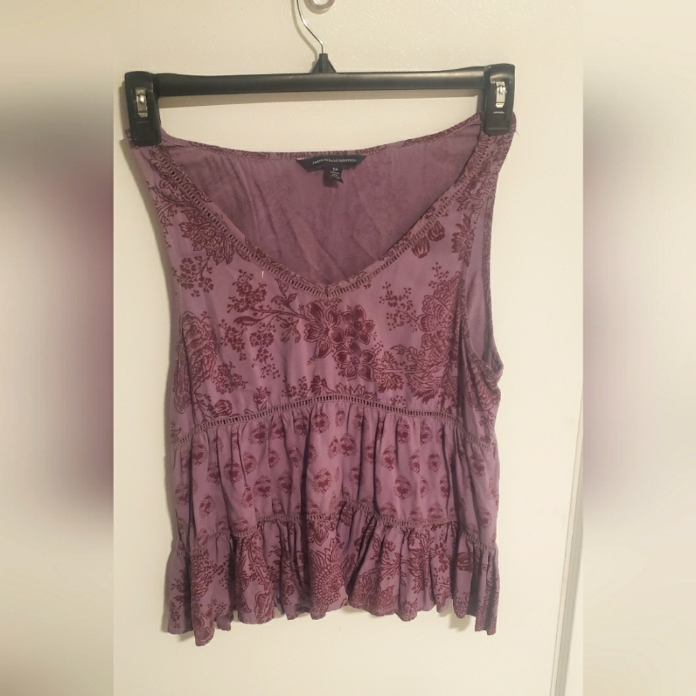 American Eagle Floral Print Flared Tank Top - Small